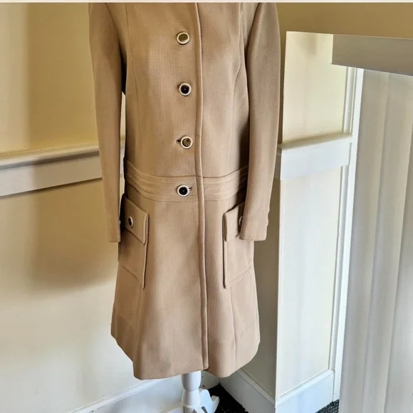 Elegant Tan Women's Coat with Dress - Picture 4 of 7